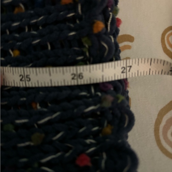 POL Womens Chunky Oversized Sweater Blue Confetti Peplum Small Button V Neck - Picture 7 of 9